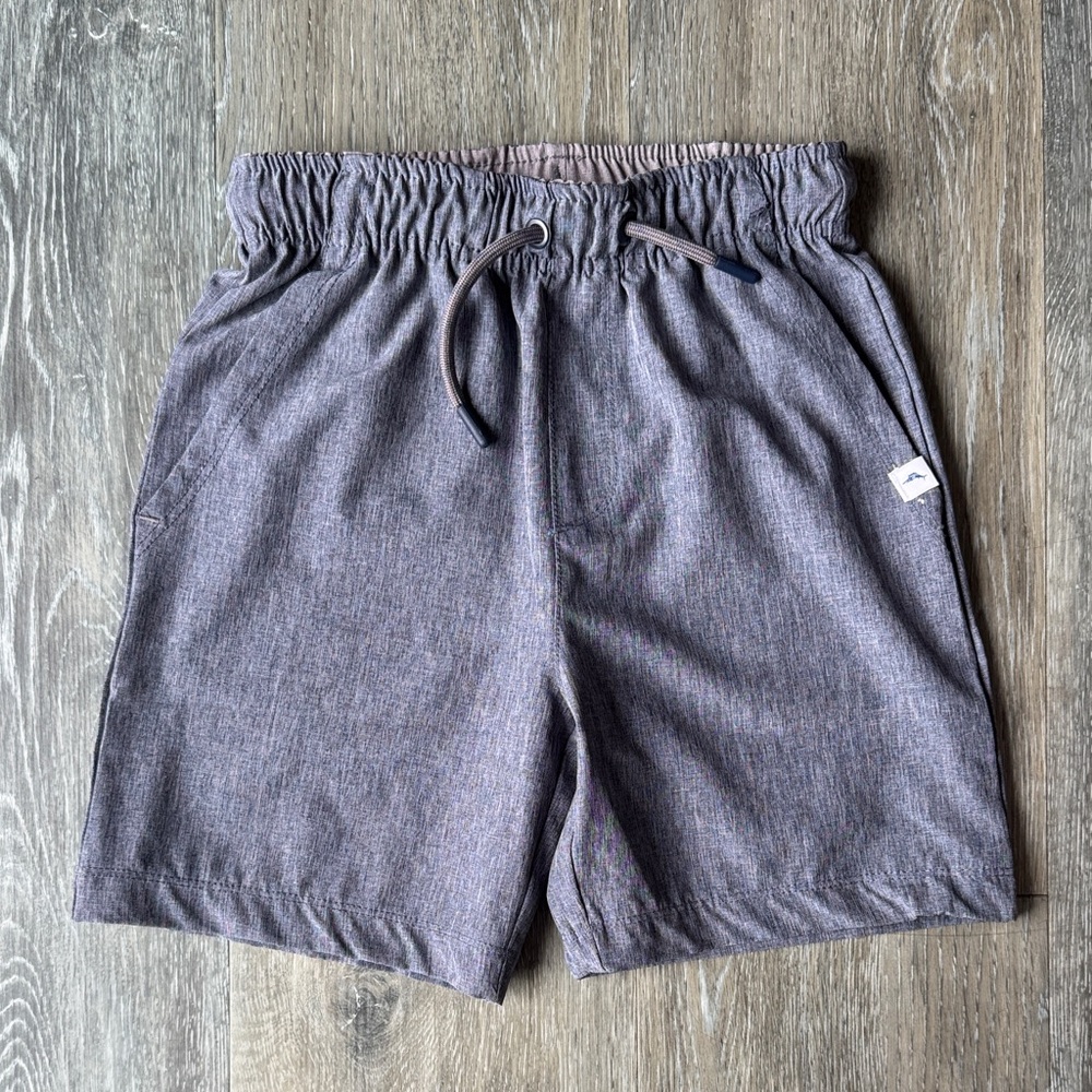 Boy’s Elastic Waist Heathered Grey Shorts with Drawstring